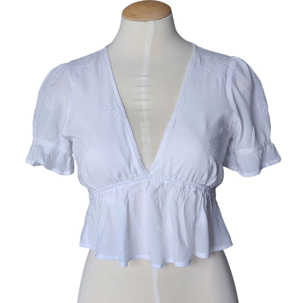 Chic White V-Neck Blouse